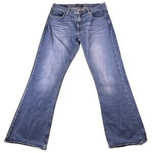 American Eagle Jeans Men's 34x34 Med Wash Baggy Straight Jeans Whiskered Y2K